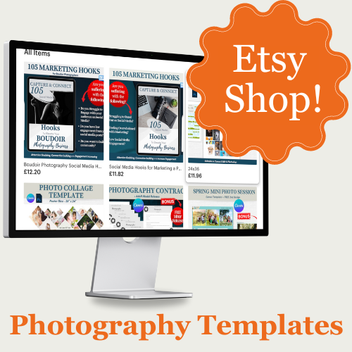 Etsy shop which sells photographic templates for photographers to grow their photography business. 