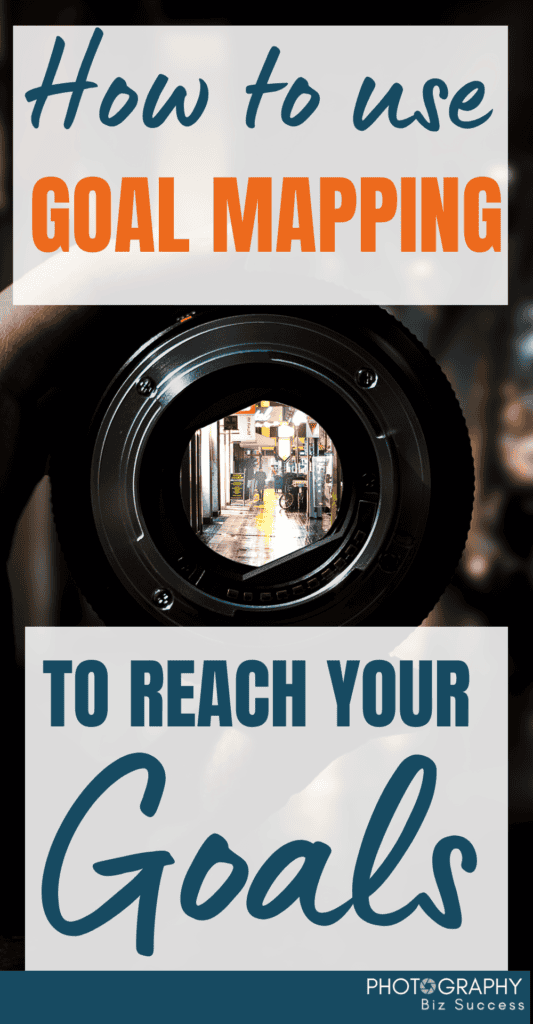 The image has a close up of the view through a camera lens, the text overlay reads 'how to use goal mapping to reach your goals. 