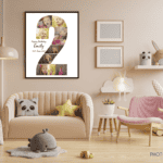Framed number 2 photo collage in a childs nursery