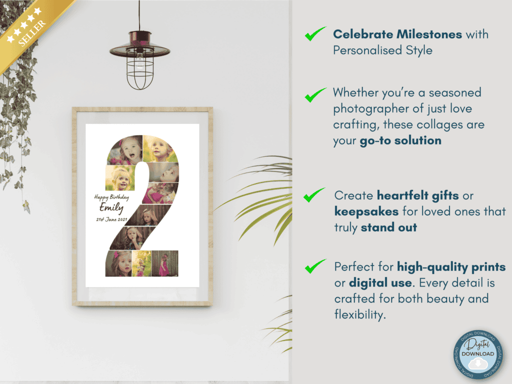 Framed Photo collage hanging on a wall.