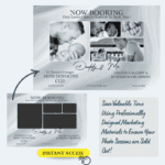 Daddy & Me mini session template with photo placeholders and instant access badge, designed to help photographers promote sessions quickly and professionally.