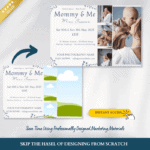 Before and after example of editable Mommy & Me mini session flyer design
