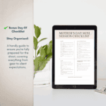 Mother’s Day mini session checklist shown on tablet screen
