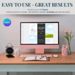 Canva editing screen showing boudoir mini session marketing flyer template, ideal for promoting photography sessions with ease.