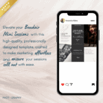 Instagram mockup of boudoir mini session flyer promoting confidence, self-love, and high-quality photography services.