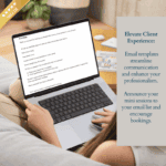 Booking confirmation email template shown on a laptop, helping boudoir photographers streamline communication with clients.