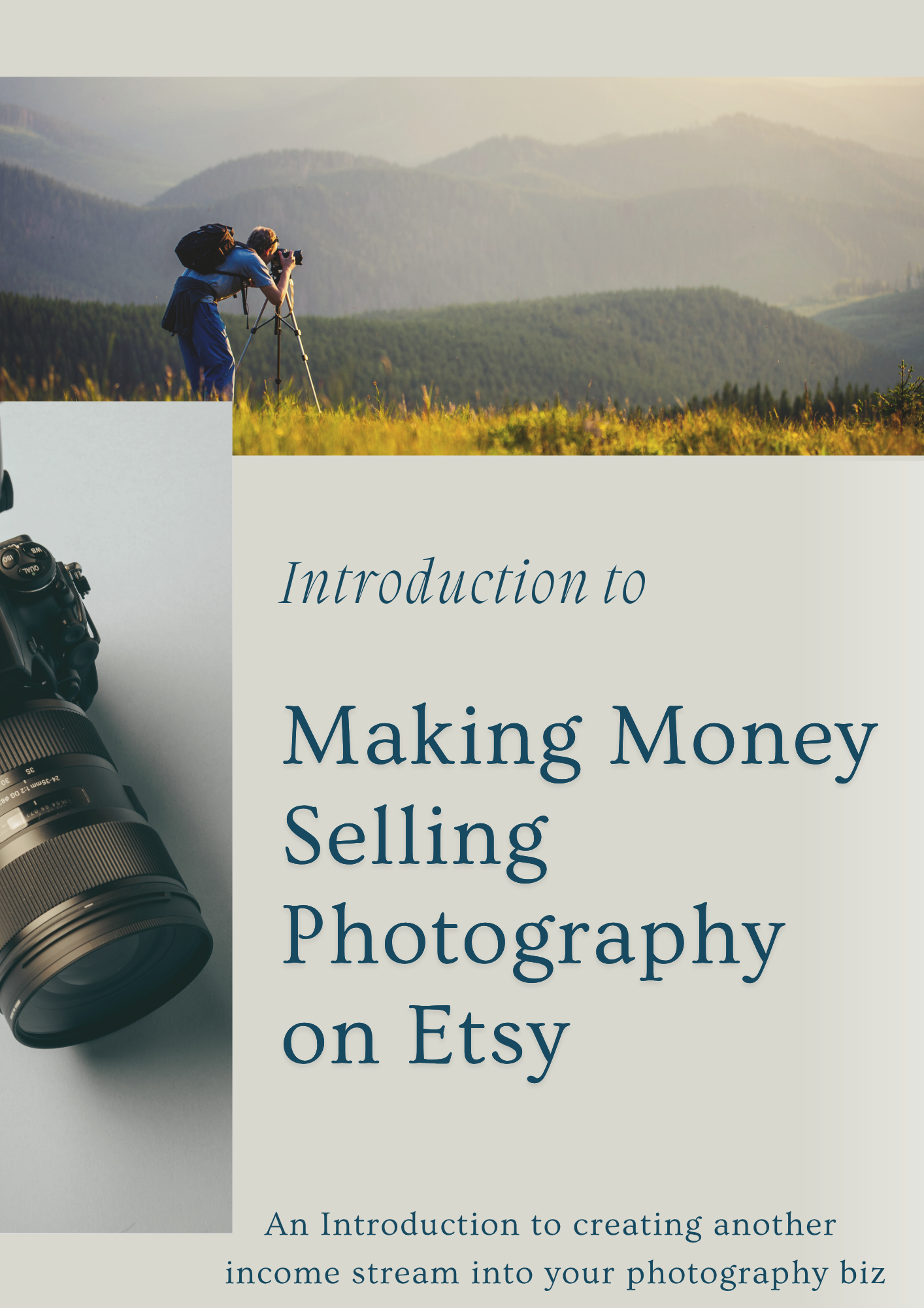 Passive income tools for photographers - free Etsy guide graphic