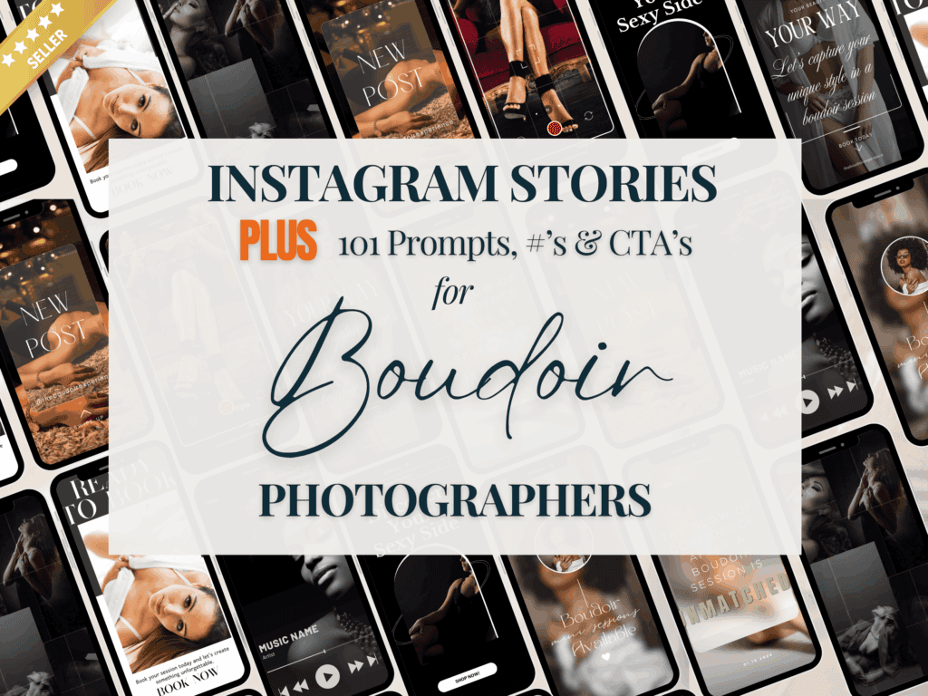 A view of some of the boudoir photography Instagram story templates.