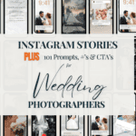 A display of wedding instagram story templates with text overlay that reads, Instagram stories.